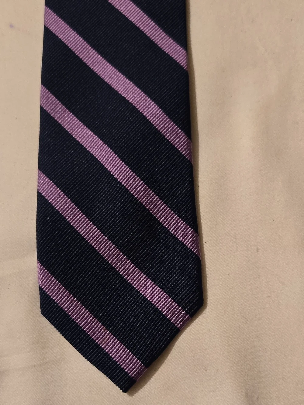J. Crew Navy and Lavender Diagonal Stripe Tie